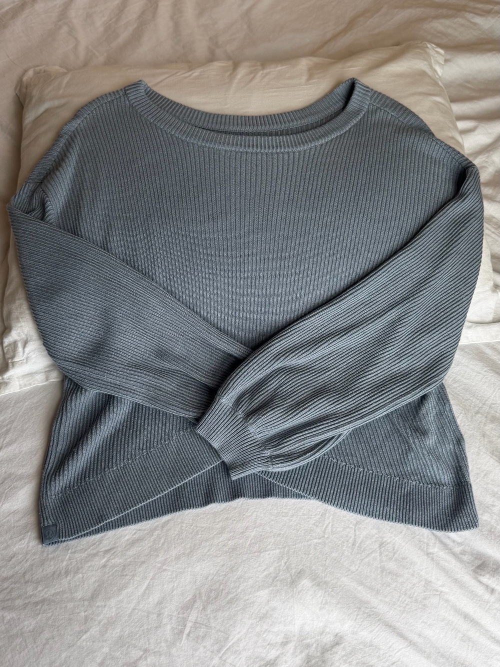 Lululemon Ribbed Crew Neck Sweater Cashmere Blend Gray Sz 12